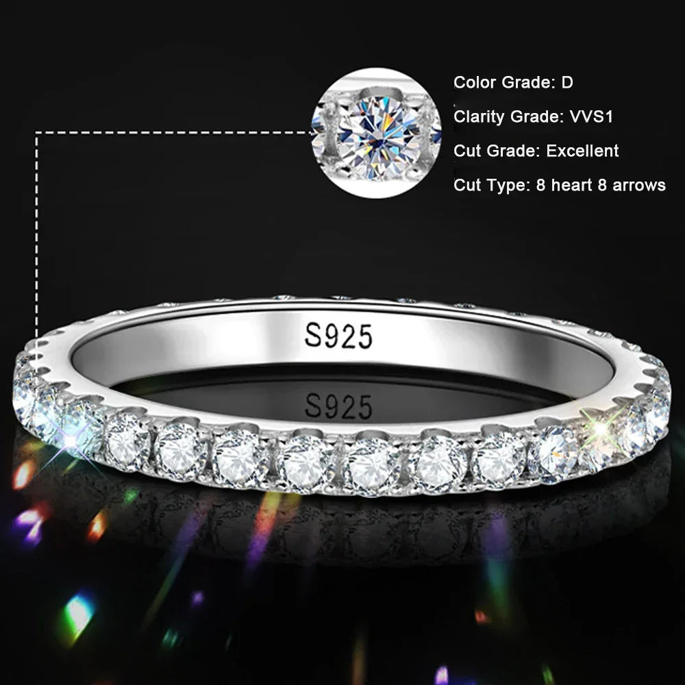 1.86 CT Moissanite Eternity Ring | 925 Sterling Silver Ring for Women - Sensitive Stones
