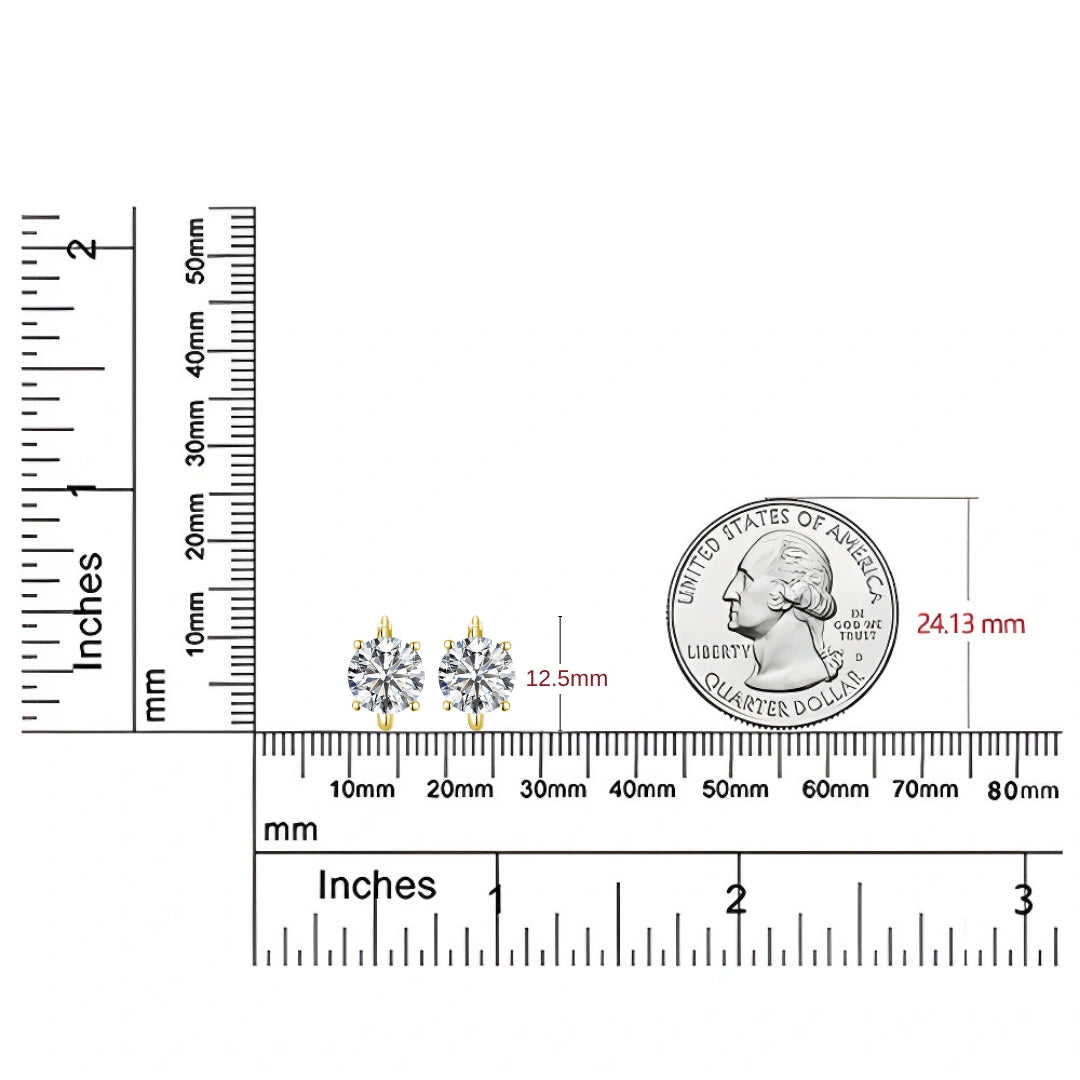 14k gold filled moissanite huggie hoop earrings size comparisons next to US quarter dollar - Sensitive Stones