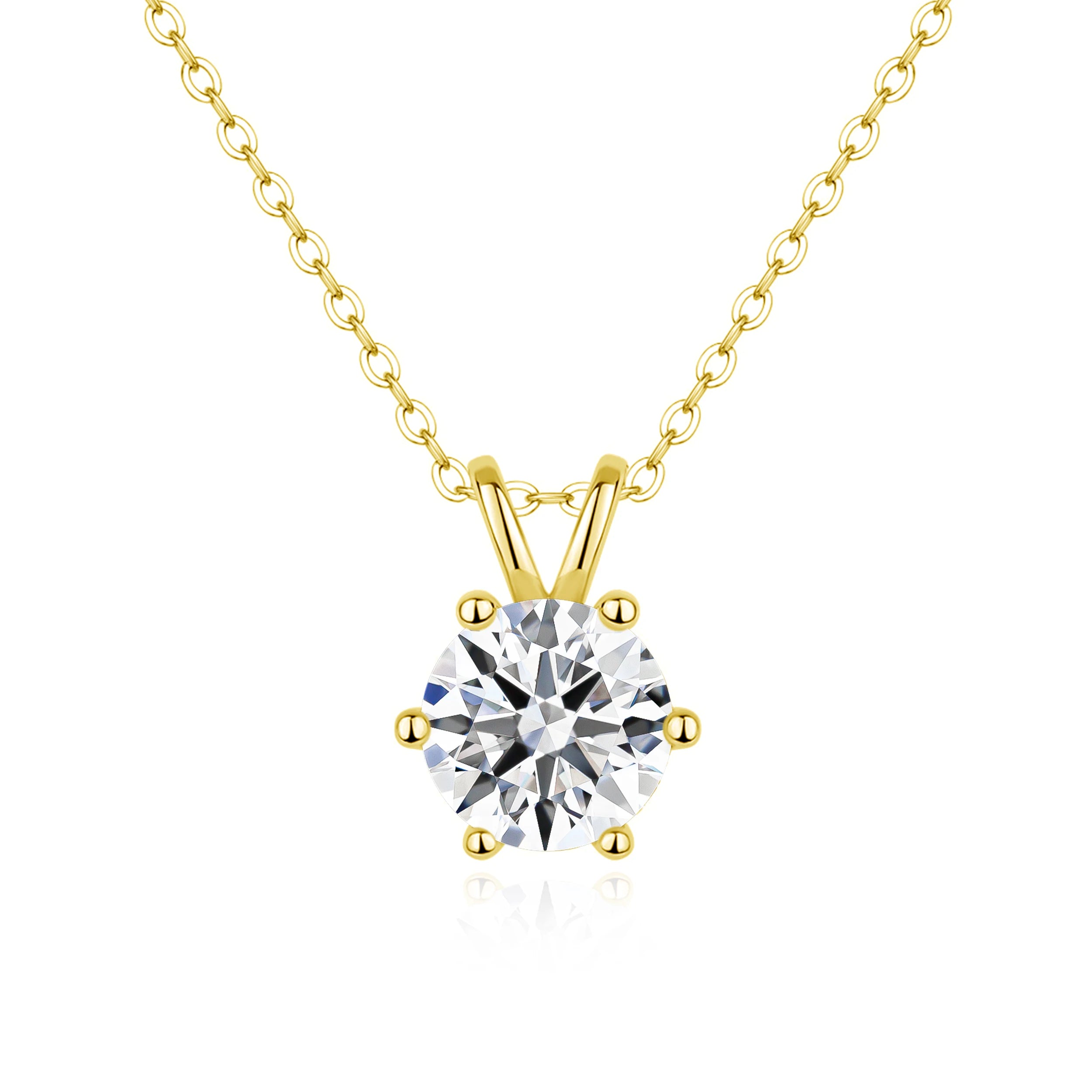 14K gold filled moissanite solitaire necklace with 6-prong setting and O-chain - D VVS1 stone - Sensitive Stones