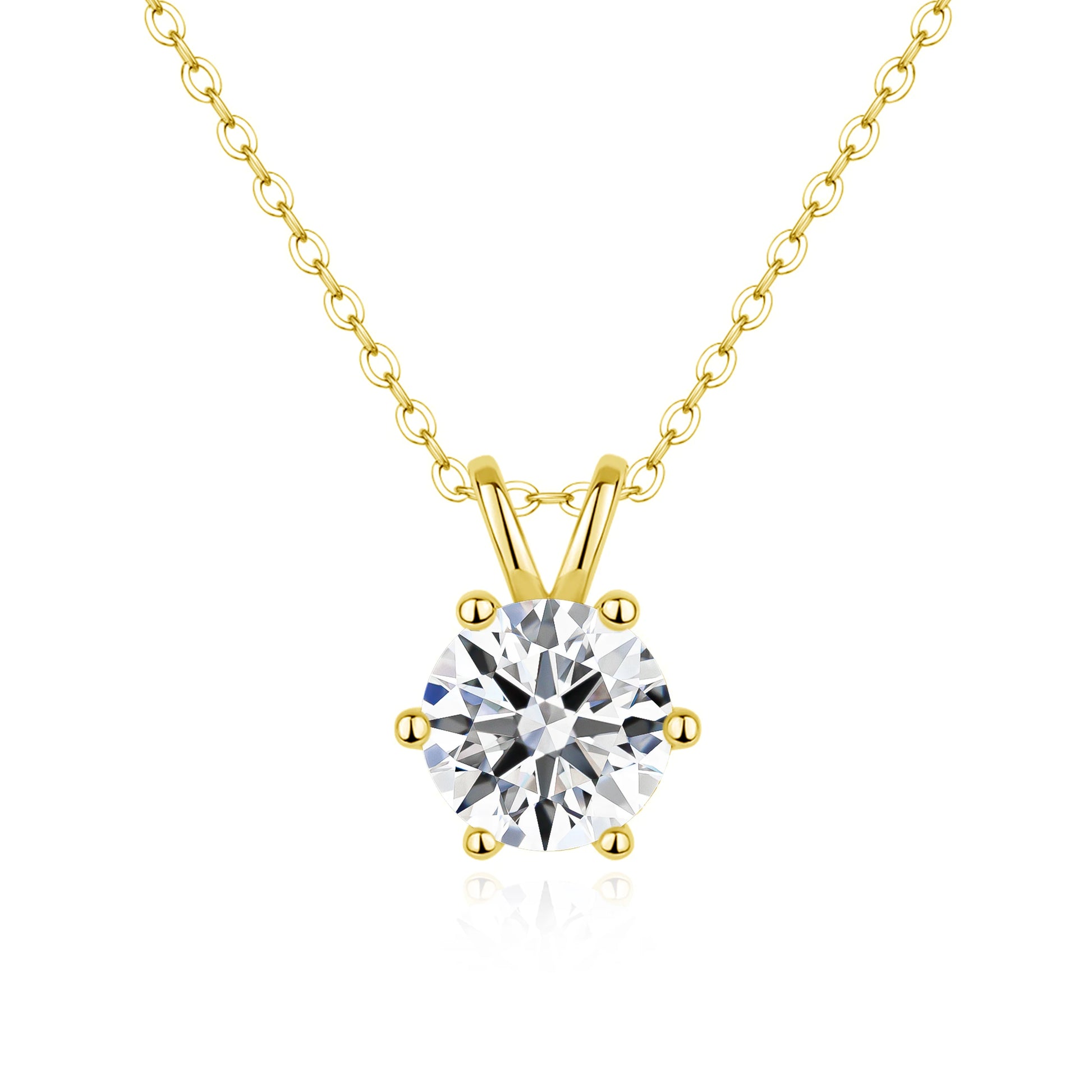 14K gold filled moissanite solitaire necklace with 6-prong setting and O-chain - D VVS1 stone - Sensitive Stones