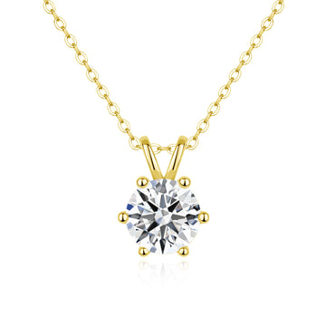 14K gold filled moissanite solitaire necklace with 6-prong setting and O-chain - D VVS1 stone - Sensitive Stones
