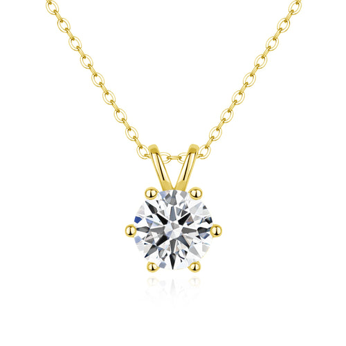 14K gold filled moissanite solitaire necklace with 6-prong setting and O-chain - D VVS1 stone - Sensitive Stones