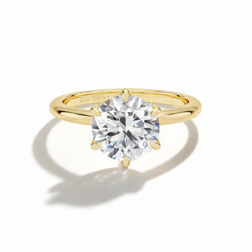 14K gold filled moissanite solitaire ring with 6-prong setting - D VVS1 stone, classic design - Sensitive Stones