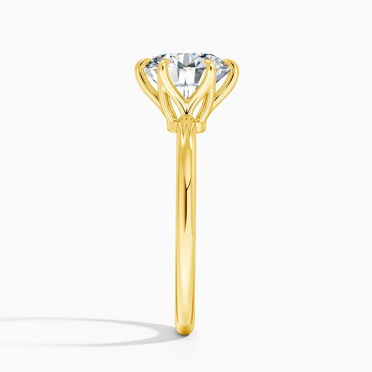 14K gold filled moissanite solitaire ring back view - quality craftsmanship and prong construction - Sensitive Stones