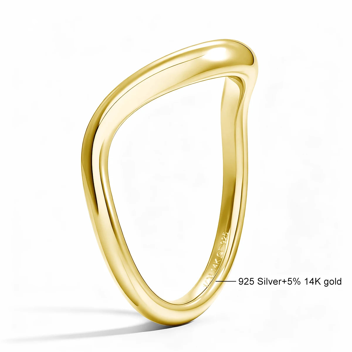 14K gold filled wave stacking ring with 1/20 14K GF 925 hallmark stamp - Sensitive Stones