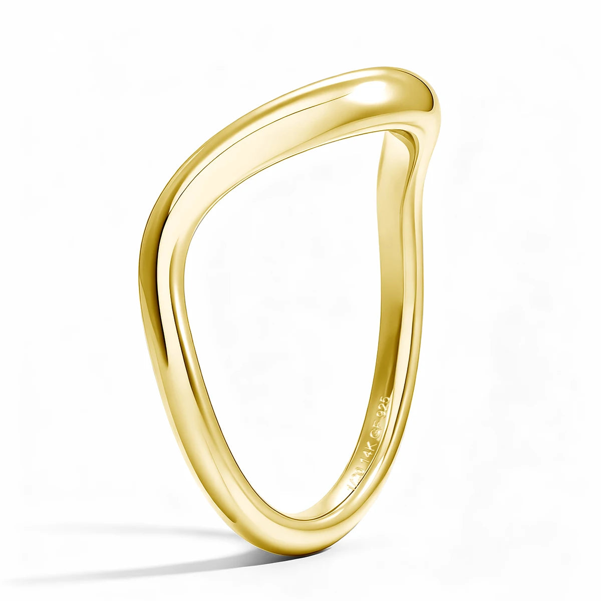 14K gold filled wave stacking ring with 1/20 14K GF 925 hallmark stamp - Sensitive Stones