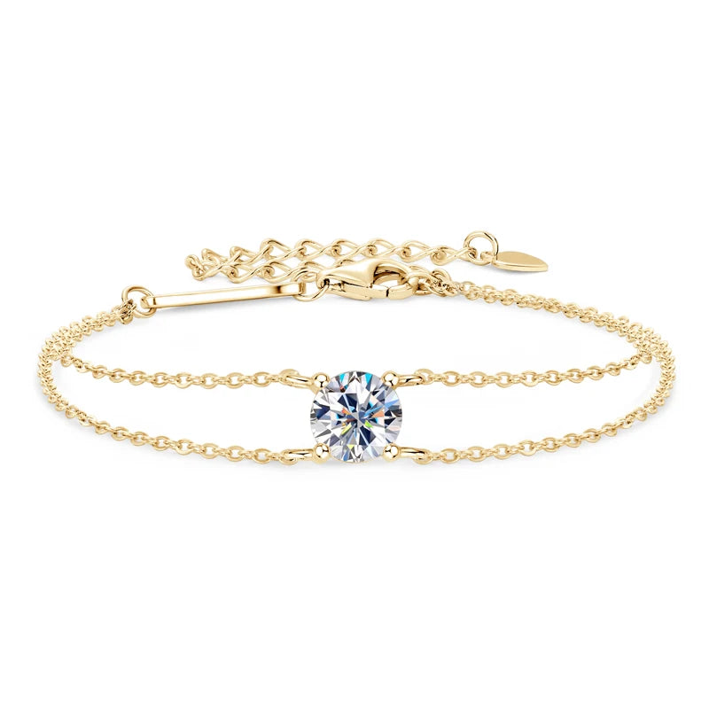 1 CT Moissanite Solitaire Bracelet | Silver Chain Bracelet For Women - Sensitive Stones