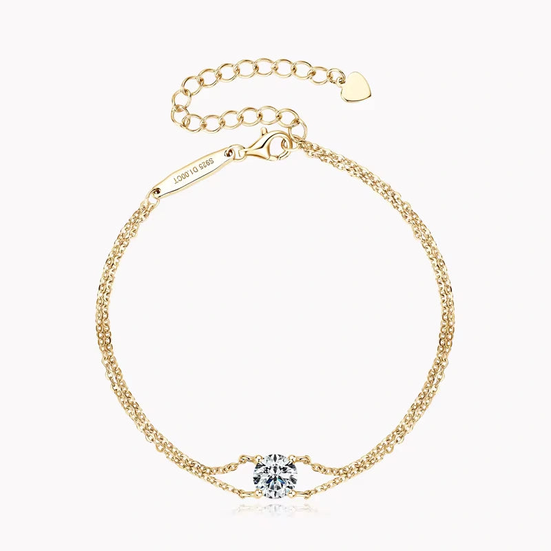 1 CT Moissanite Solitaire Bracelet | Silver Chain Bracelet For Women - Sensitive Stones