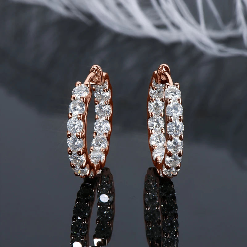 2.6ct moissanite hoop earrings rose gold finish D color VVS1 - Sensitive Stones