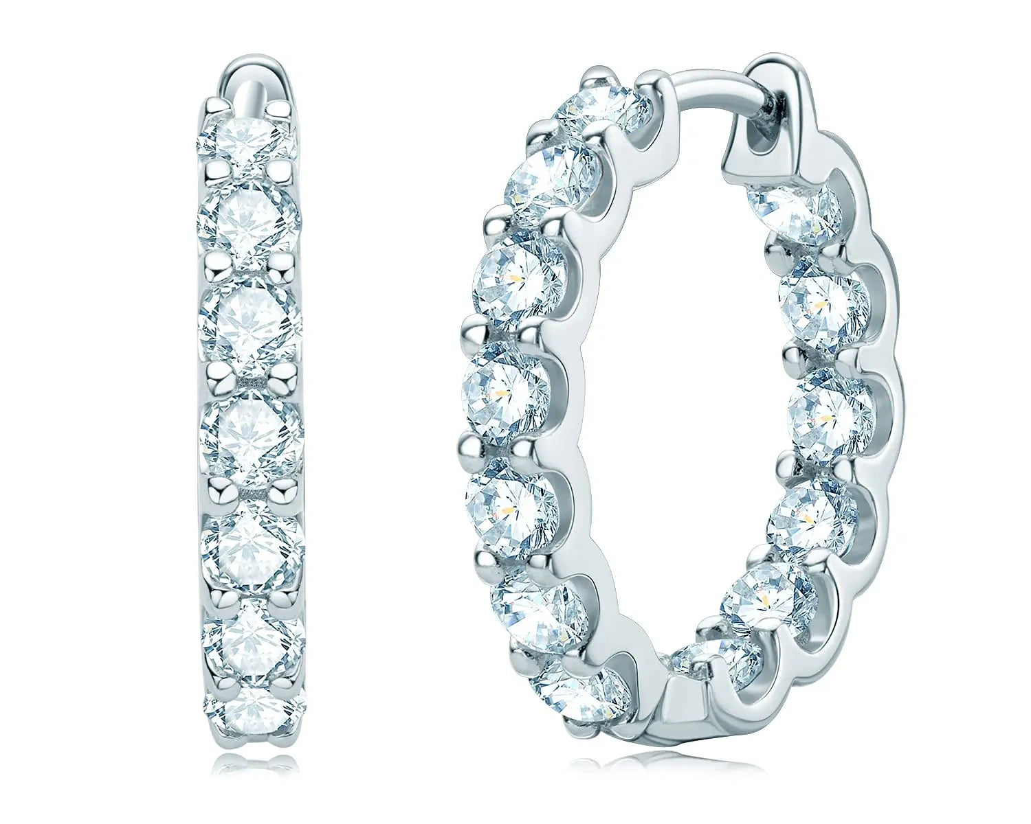 2.6ct VVS1 moissanite hoop earrings in white gold 925 sterling silver - Sensitive Stones