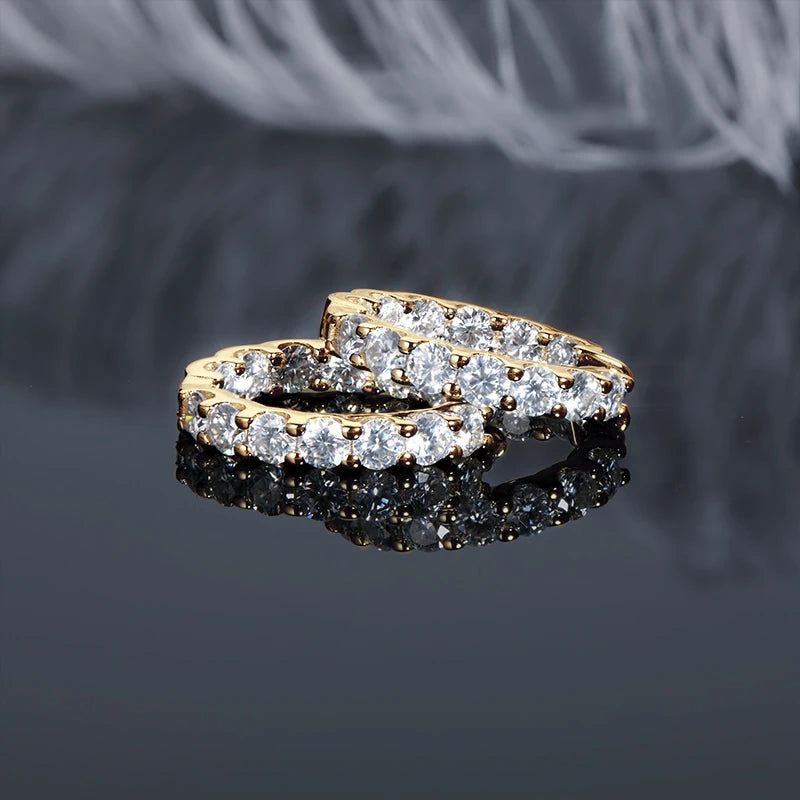 2.6ct moissanite hoop earrings yellow gold finish 8 hearts 8 arrows - Sensitive Stones