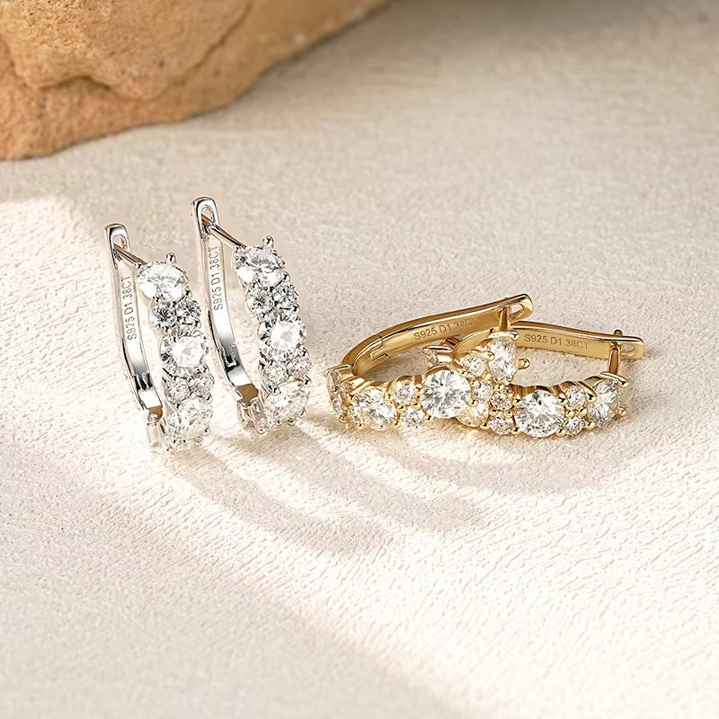2.76ct moissanite hoop earrings 925 sterling silver white and yellow gold plated - Sensitive Stones