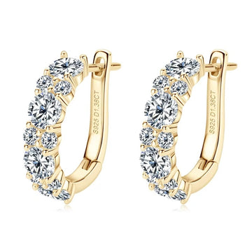 2.76ct moissanite hoop earrings 925 sterling silver yellow gold plated - Sensitive Stones