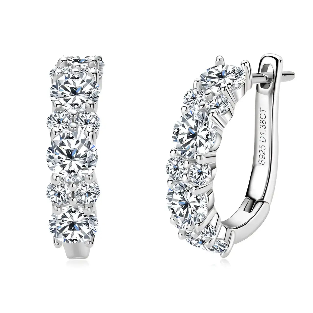 2.76ct moissanite hoop earrings 925 sterling silver white gold finish - Sensitive Stones