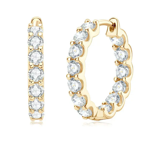2.6 CT Moissanite Small Hoop Earrings for Women | S925 Silver Earrings - Hoop Earrings - Sensitive Stones Jewelry
