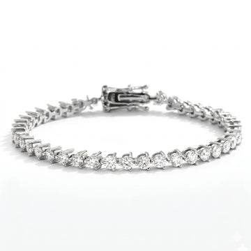 3mm moissanite tennis bracelet with 3-prong setting on white background - Sensitive Stones