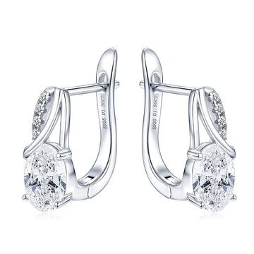 3 ct Oval Moissanite Huggie Hoop Earrings