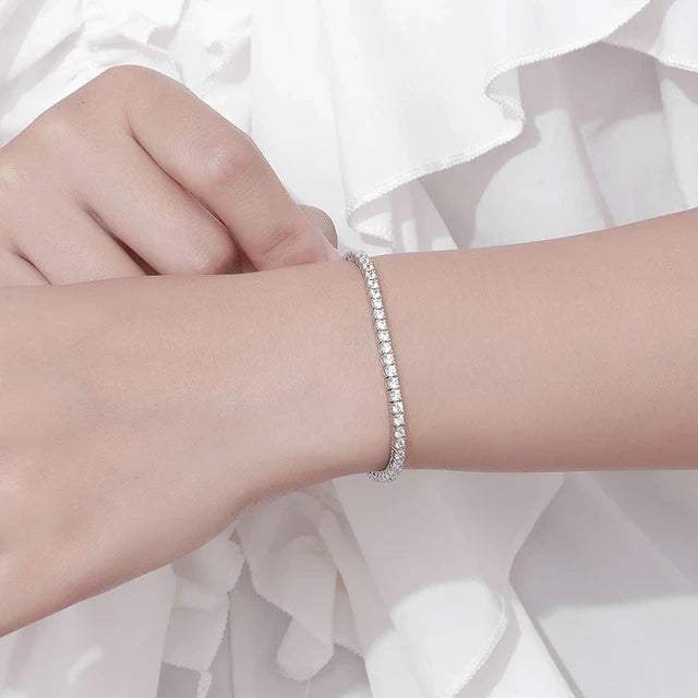 3 mm Cubic Zirconia Tennis Bracelet | 925 Silver, Classic Design