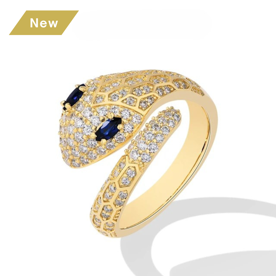2025 Moissanite Snake Ring | Gold Plated S925 Silver for Men and Women - Sensitive Stones