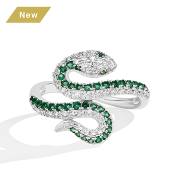 Coiled Serpent Moissanite Ring – Sculptural Snake Design in 925 Silver