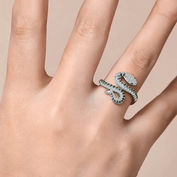 Coiled Serpent Moissanite Ring – Sculptural Snake Design in 925 Silver
