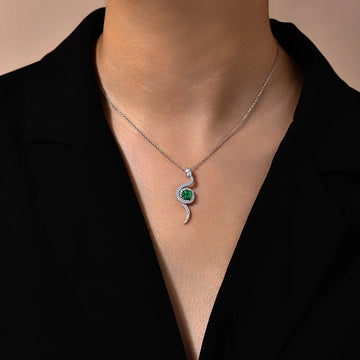 Moissanite Serpent’s Eye Pendant | S925 Silver Snake Pendant for Women