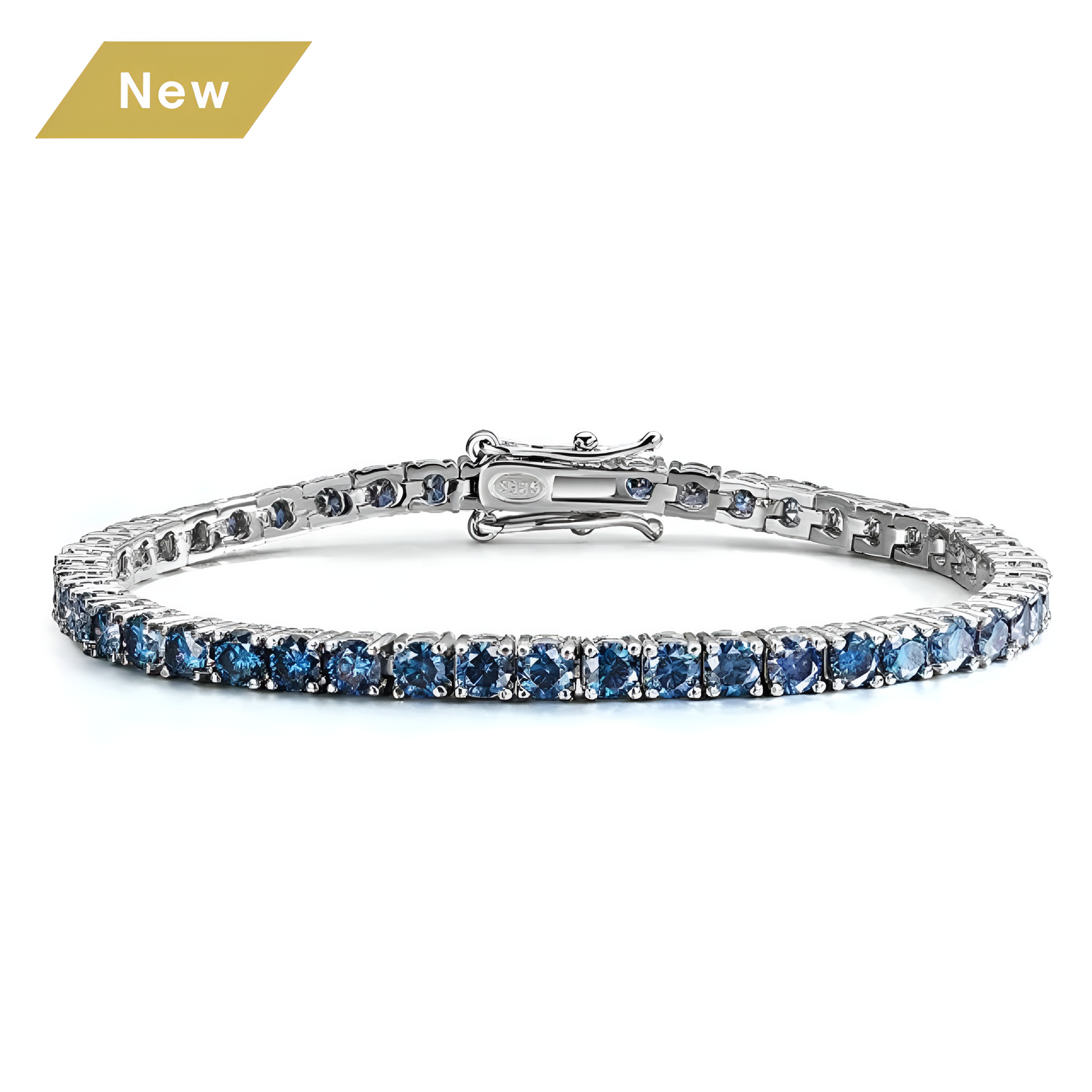 Blue Moissanite Tennis Bracelet | 18K White Gold Plated S925 Silver - Sensitive Stones