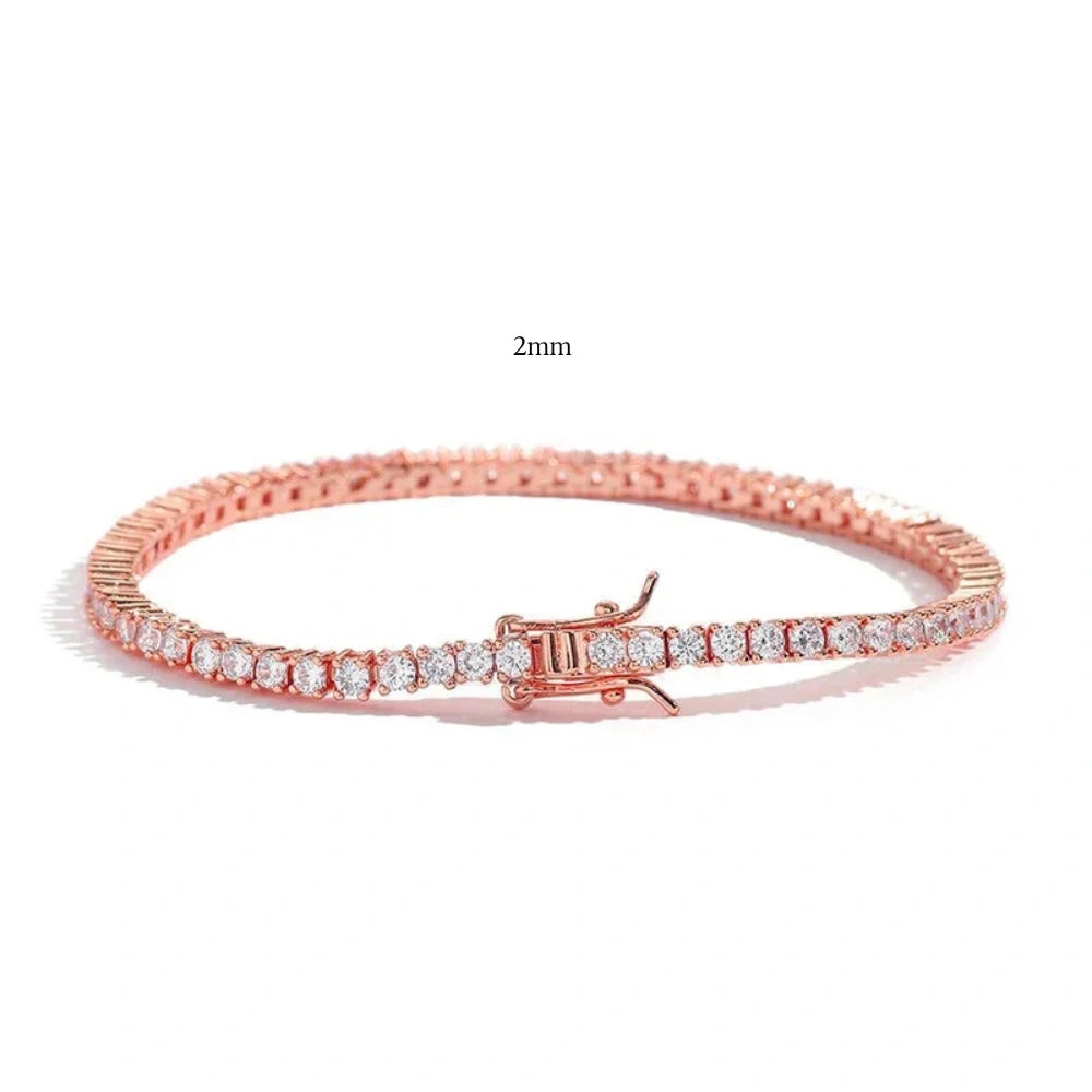 Dainty moissanite tennis bracelet in 18K rose gold with 2mm stones - Sensitive Stones