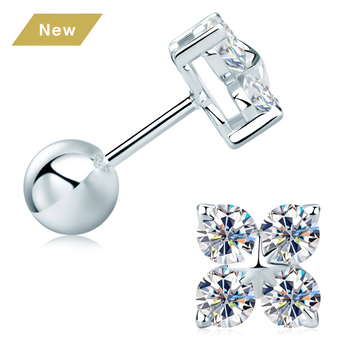 Four Leaf Clover Moissanite Stud Earrings | S925 Silver Earrings