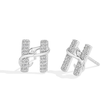 H Letter Snake Moissanite Stud Earrings