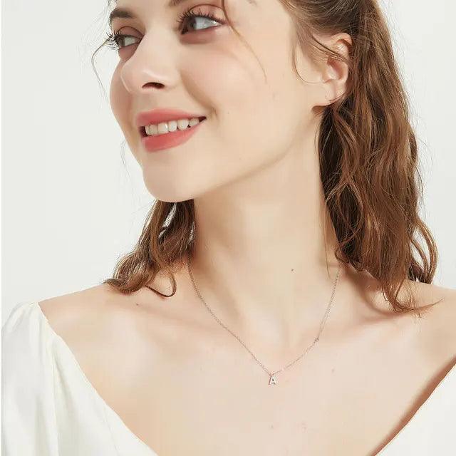 Hypoallergenic Initial Necklace for Women | Sterling Silver Letter Pendant - Sensitive Stones