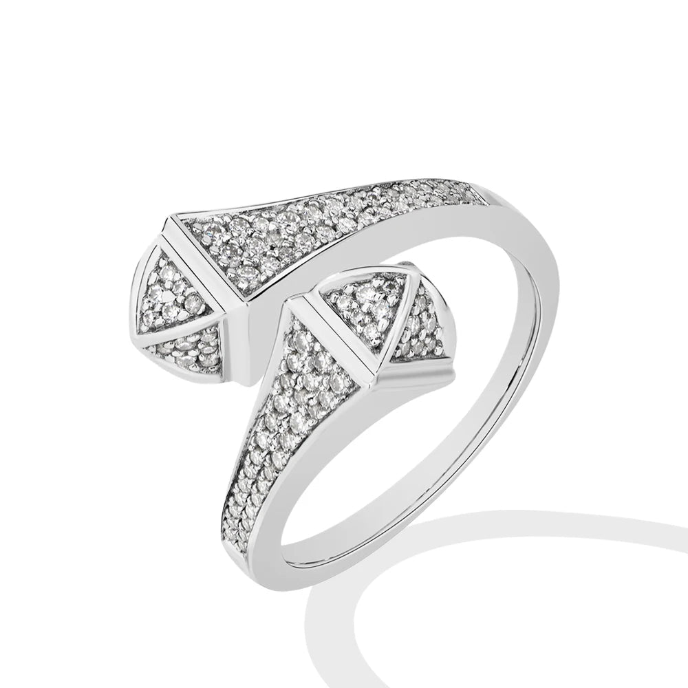 Moissanite Double Snake Head Ring in 18K White Gold Plating, 925 Sterling Silve - Sensitive Stones
