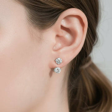 2 ct Moissanite Double Stud Jacket Earrings