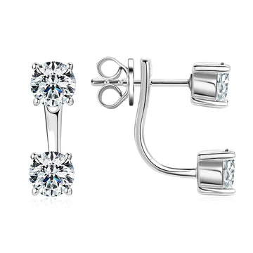 2 ct Moissanite Double Stud Jacket Earrings