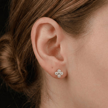 Four‑Leaf Clover Moissanite Stud Earrings