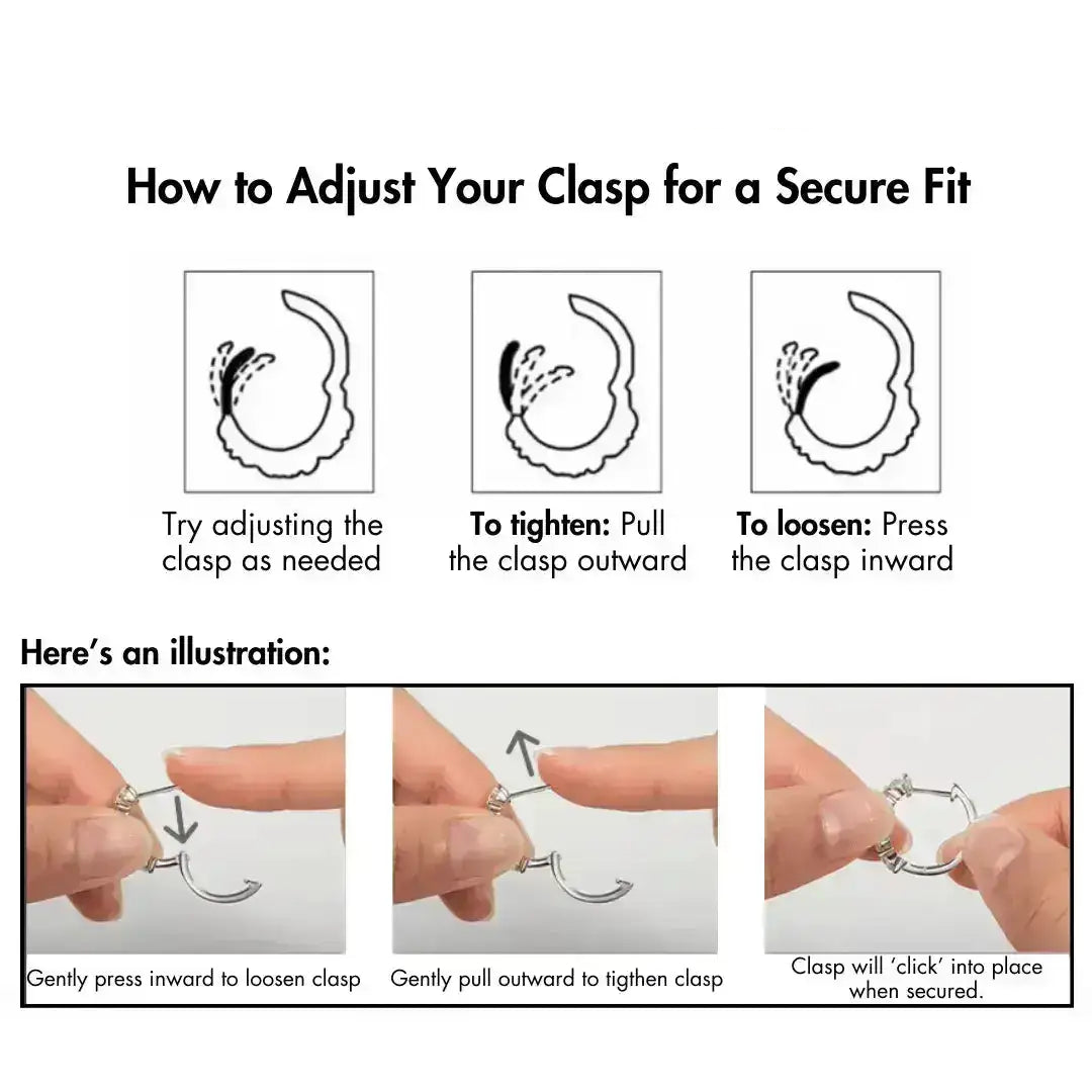 How to adjust clasp on moissanite hoop earrings for secure fit - Sensitive StonesJewelry