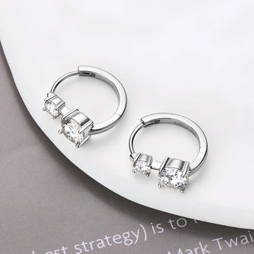 2.6 ct Moissanite Double Stone Huggie Hoop Earrings
