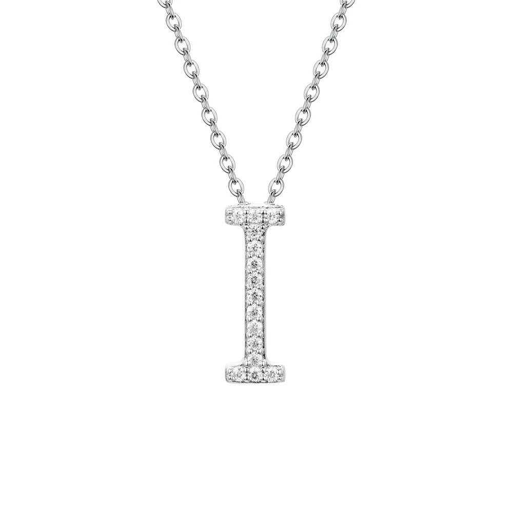 Moissanite Initial Necklace - 18K Gold-Plated Silver Letter Pendant I - Sensitive Stones