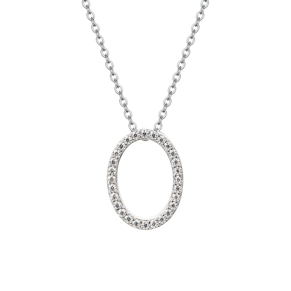 Moissanite Initial Necklace - 18K Gold-Plated Silver Letter Pendant O - Sensitive Stones