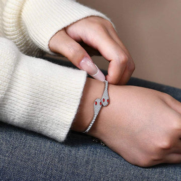 Moissanite Snake Bracelet Double Head