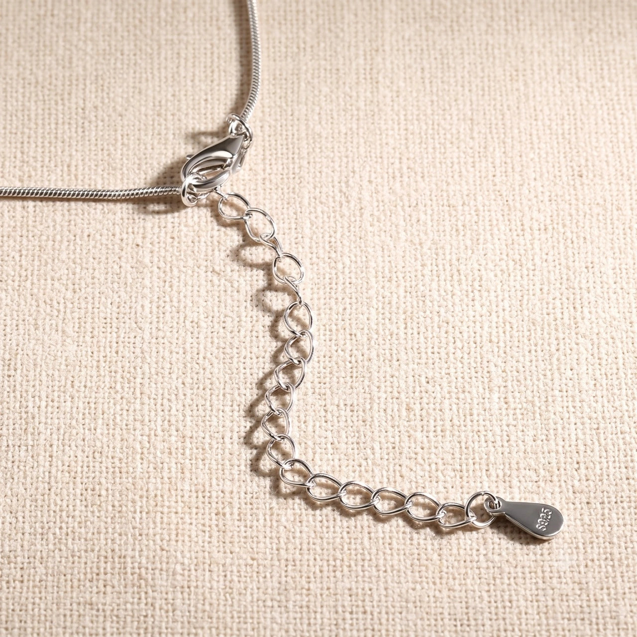 Lobster clasp and 2 inch extender chain on the moissanite snake chain necklace - Sensitive Stones