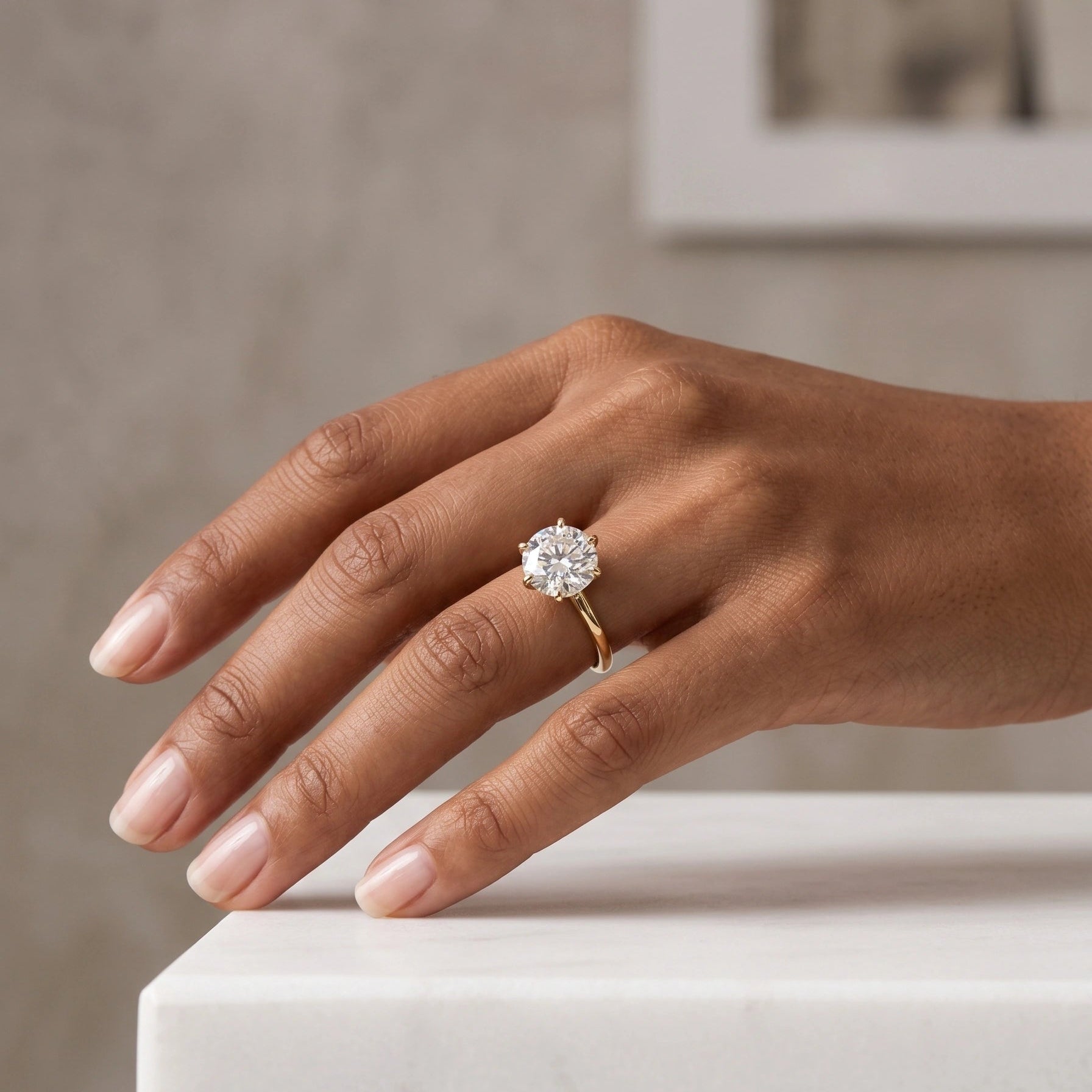 Moissanite Engagement Ring Solitaire Gold 14K Gold Filled Round