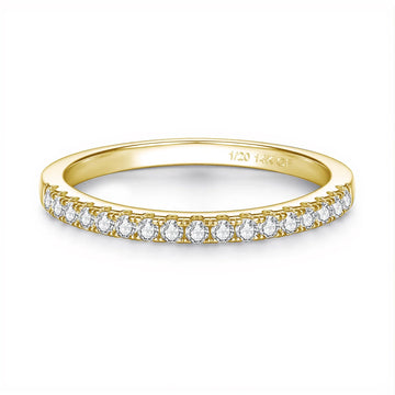 Moissanite stackable ring in 14K gold filled with 1.5mm prong-set stones, stamped 1/20 14K GF - Sensitive Stones