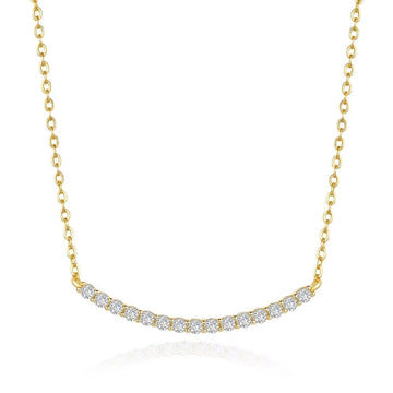 Front view of moissanite tennis bar necklace in 18K gold plated 925 silver - Sensitive Stones