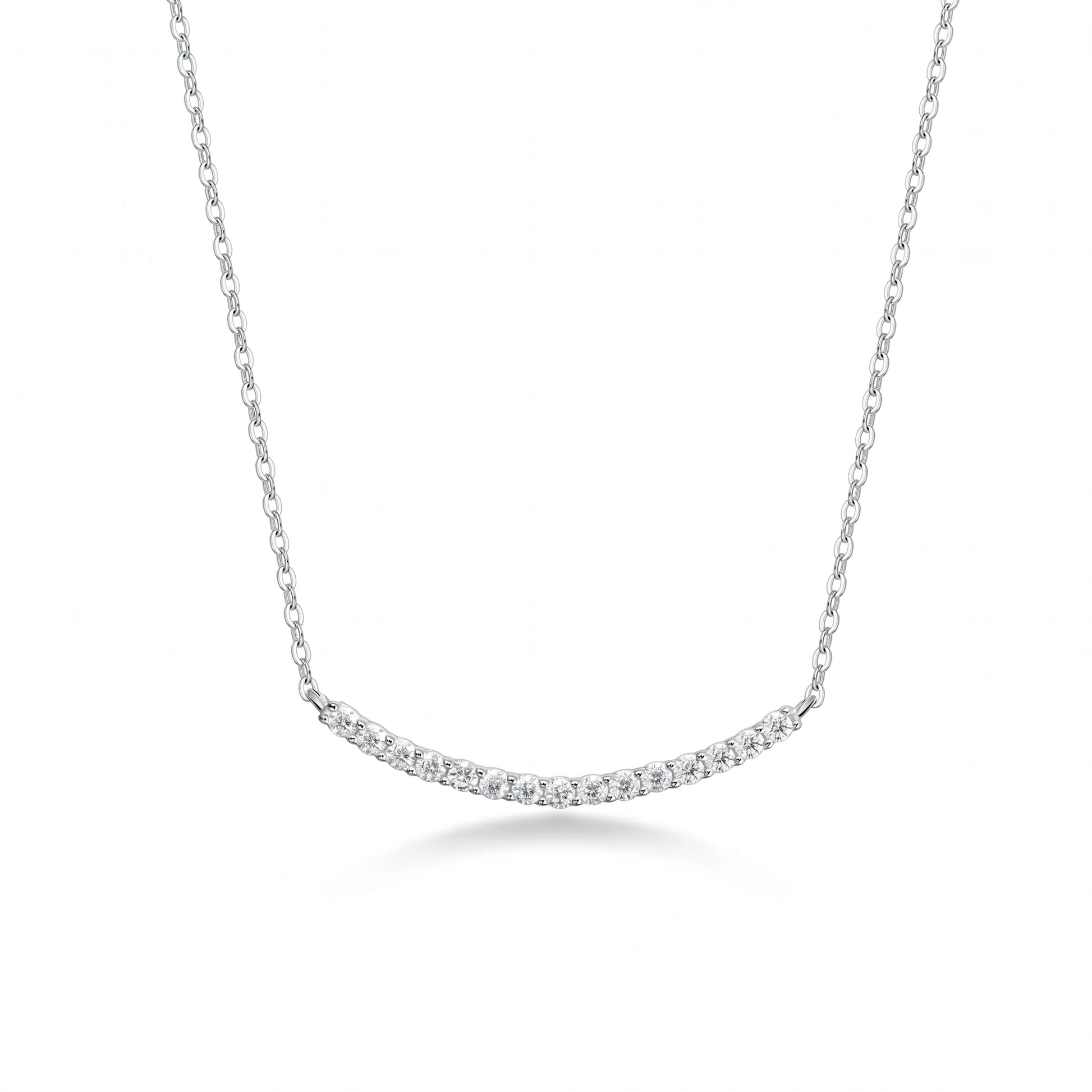 Front view of moissanite tennis bar necklace in  925 silver - Sensitive Stones