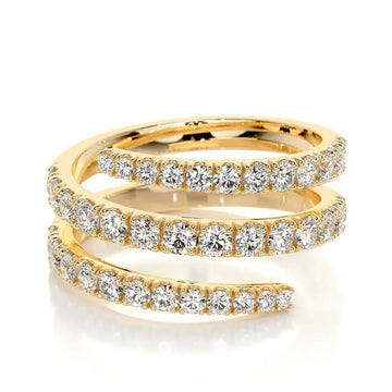 Triple wrap moissanite spiral ring in 925 silver and 18K gold finish, prong set stones along three bands - Sensitive Stones