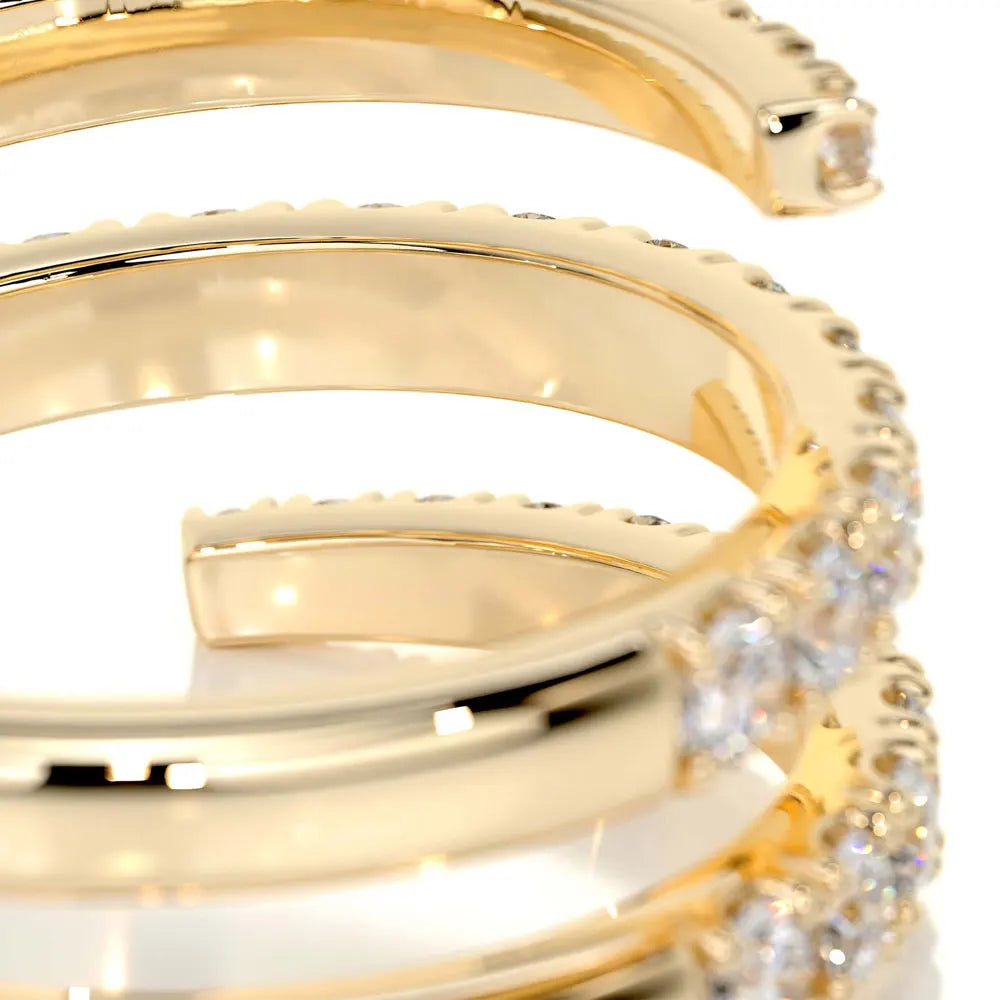 Moissanite Triple Wrap Spiral Ring | Half Eternity Band, 925 Silver