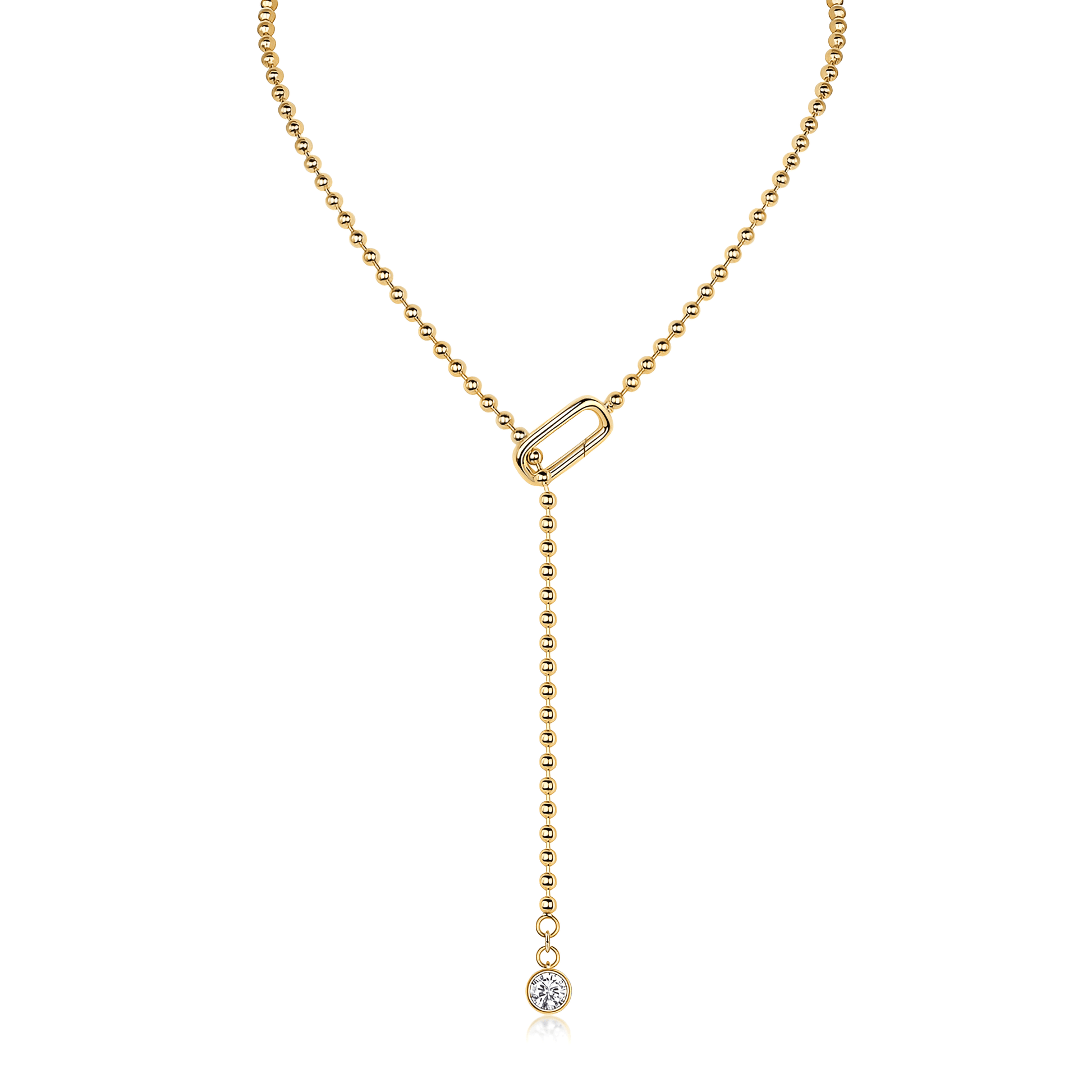Studio render of Moissanite Y-Shape Necklace for women in 18K gold-plated S925 silver on white background – Sensitive Stones