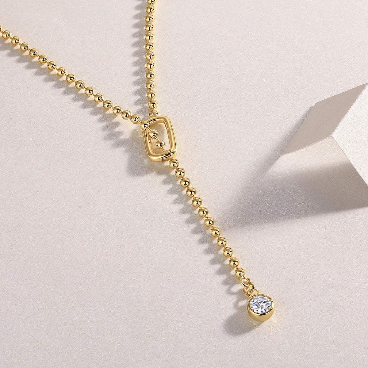 Moissanite Y-Shape Lariat Necklace | 1ct 18K Gold S925 Silver Pendant