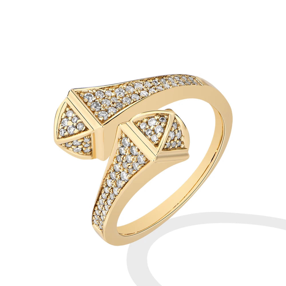 Moissanite Double Snake Head Ring in 18K Yellow Gold Plating, 925 Sterling Silver - Sensitive Stones
